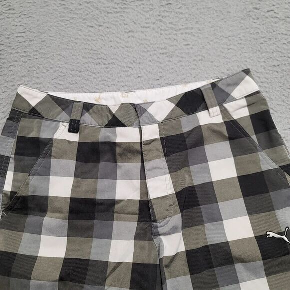 PUMA‎ Shorts Mens 30 Gray Boardshorts Plaid Casual Outdoors Lightweight Beach - Picture 2 of 12